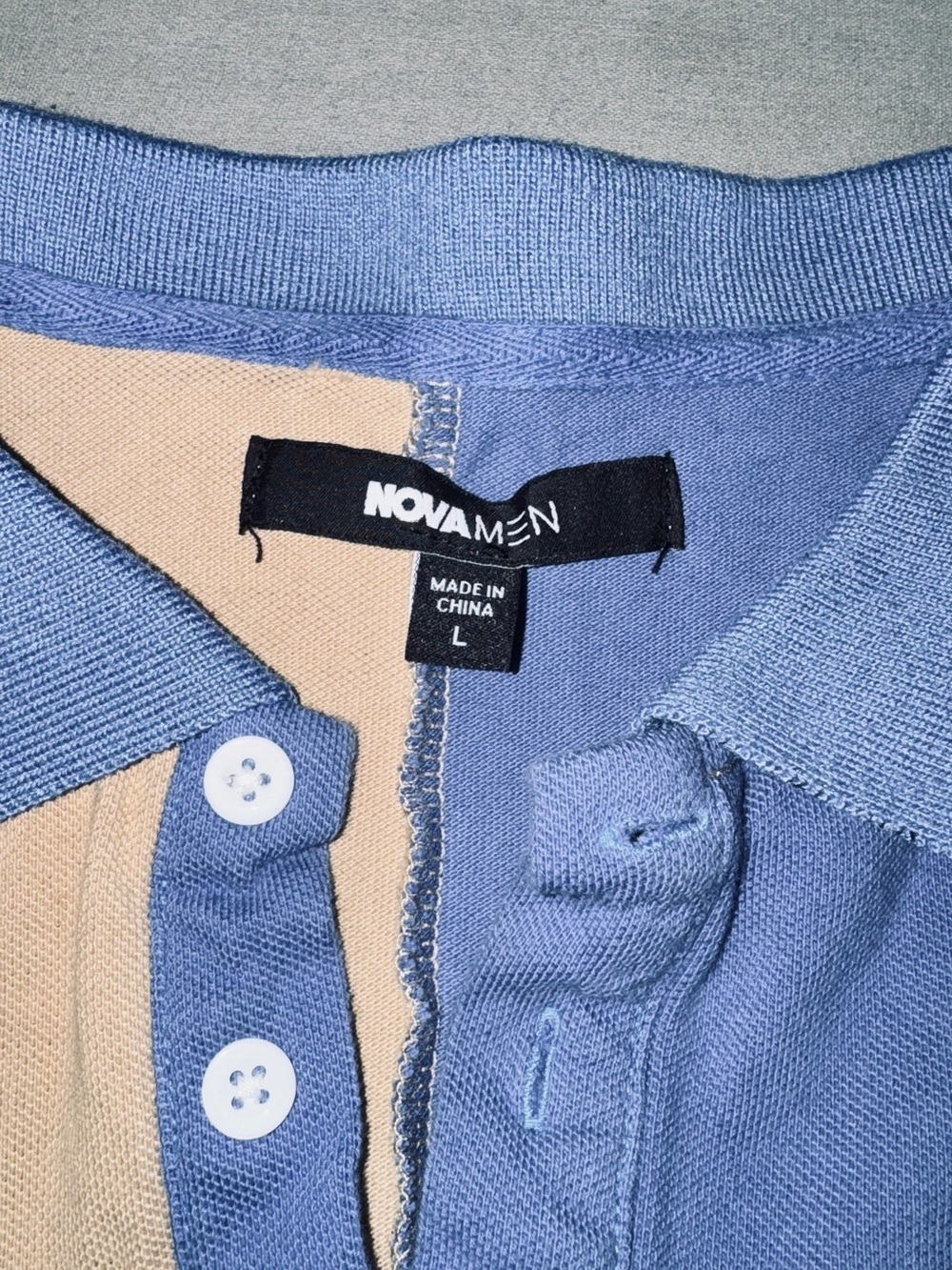 Two-Tone Polo Shirt in Peach & Periwinkle - Picture 4 of 6